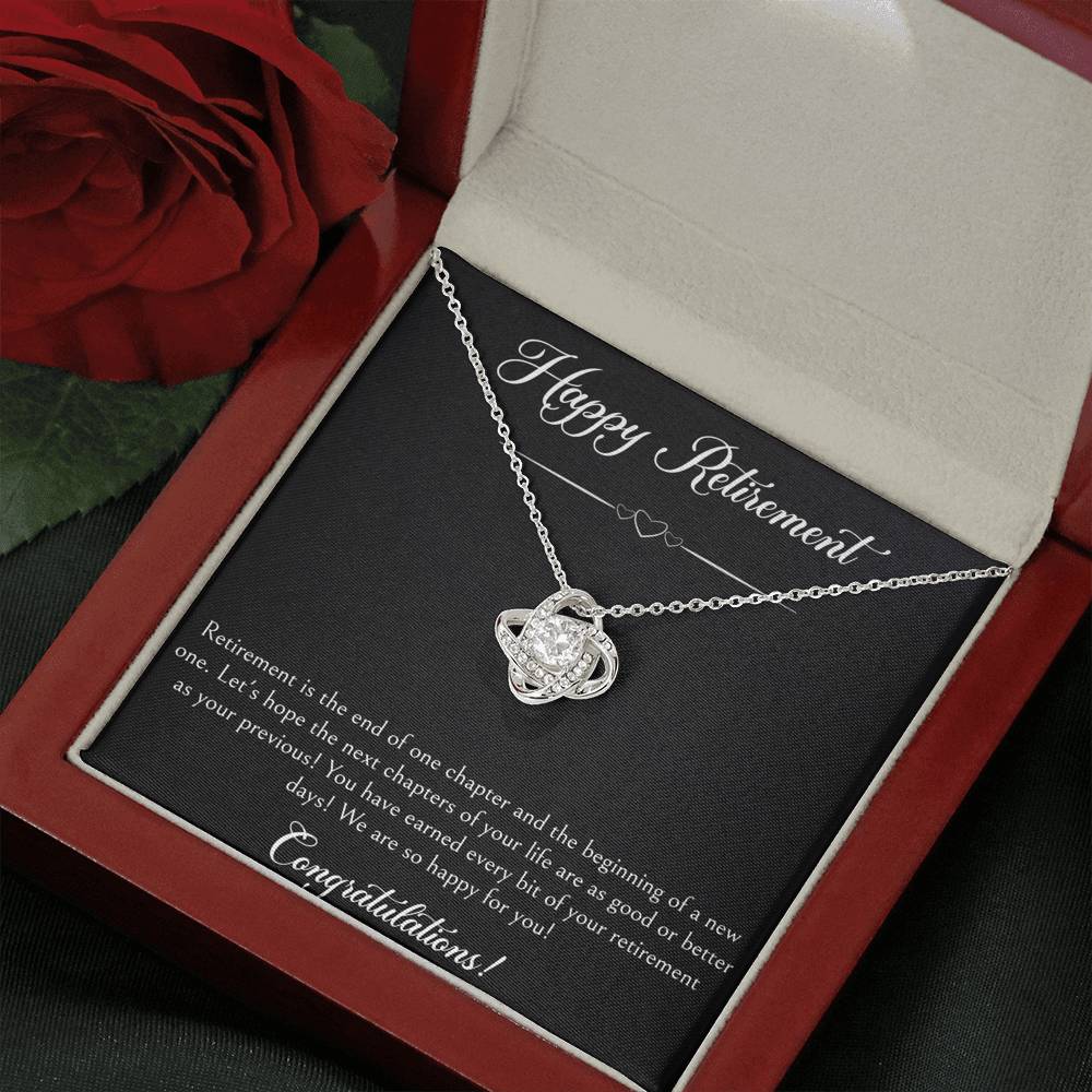 Retirement Gifts, Wishing You The Best, Happy Retirement Love Knot Necklace For Women, Retirement Party Favor From Friends Coworkers