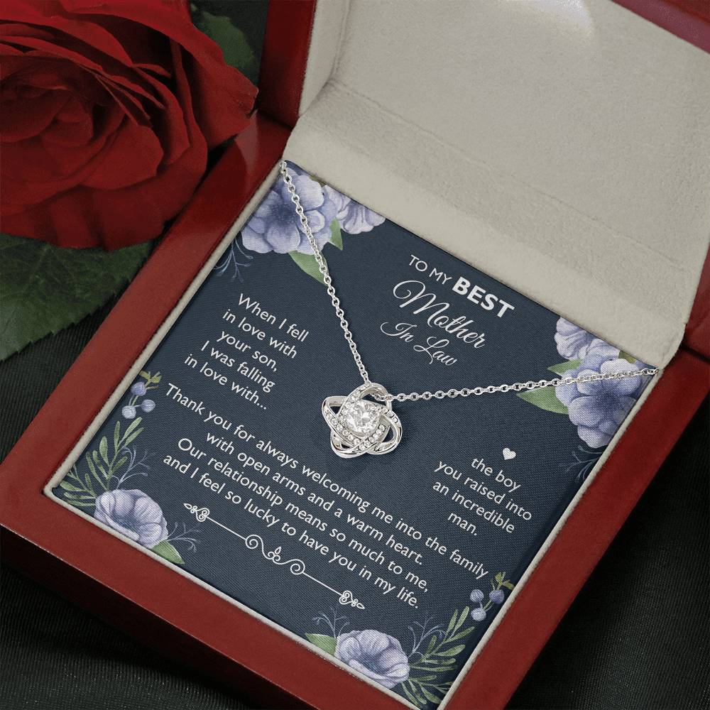 To My Mother-in-law Gifts, I Feel So Lucky, Love Knot Necklace For Women, Birthday Mothers Day Present From Daughter-in-law Son-in-law