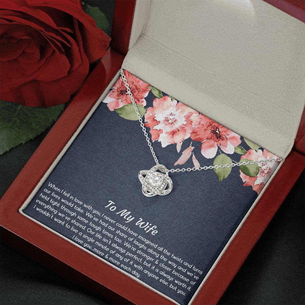 To My Wife, When I Fell In Love With You, Love Knot Necklace For Women, Anniversary Birthday Gifts From Husband