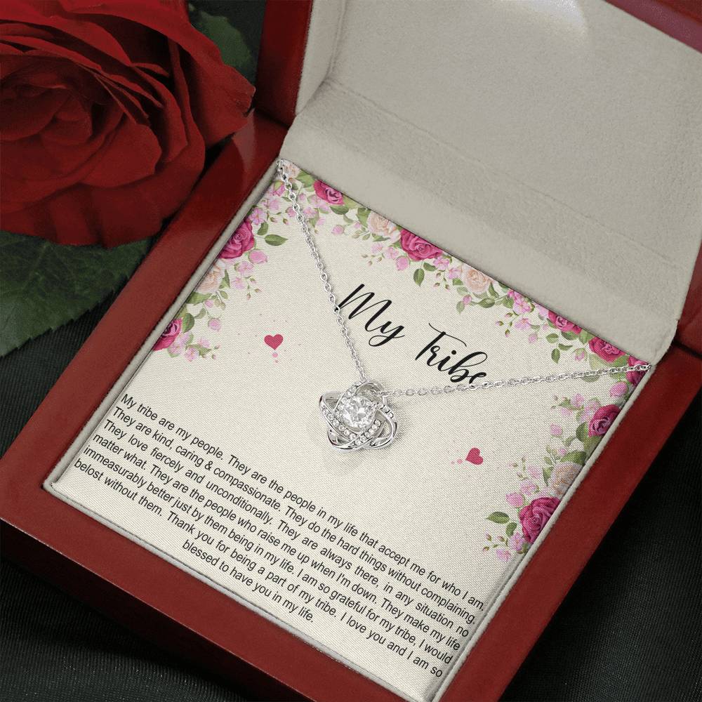 To My Best Friend Gifts, My Tribe , Love Knot Necklace For Women, Birthday Present Idea From Bestie