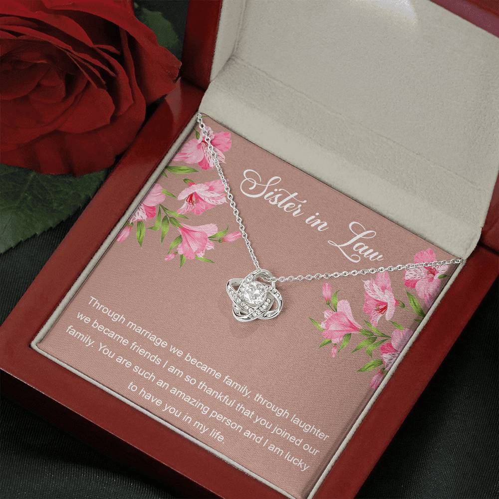 To My Sister-in-law Gifts, Through Marriage, Love Knot Necklace For Women, Birthday Present Idea From Sister