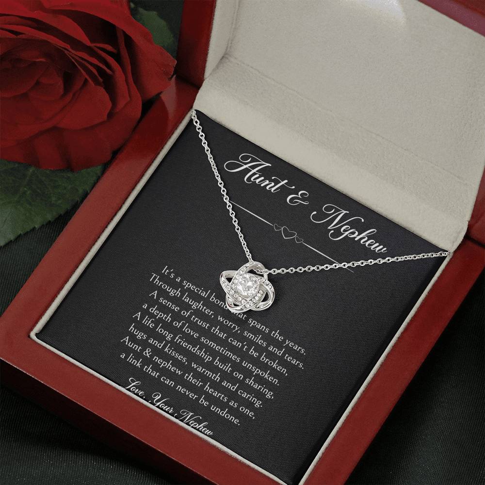 To My Aunt Gifts, Special Bond, Love Knot Necklace For Women, Birthday Present Idea From Nephew