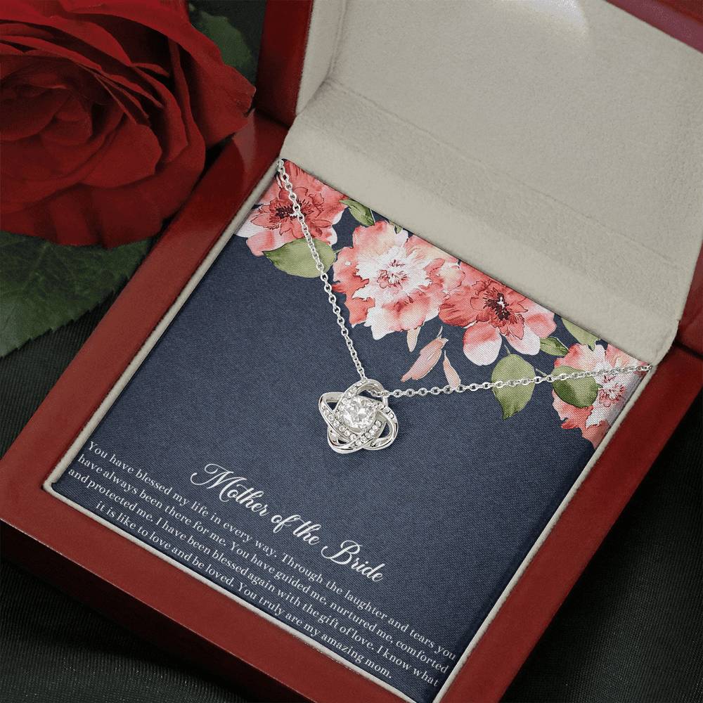 To My Mom of the Bride Gifts, You Have Blessed My Life, Love Knot Necklace For Women, Wedding Day Thank You Ideas From Bride