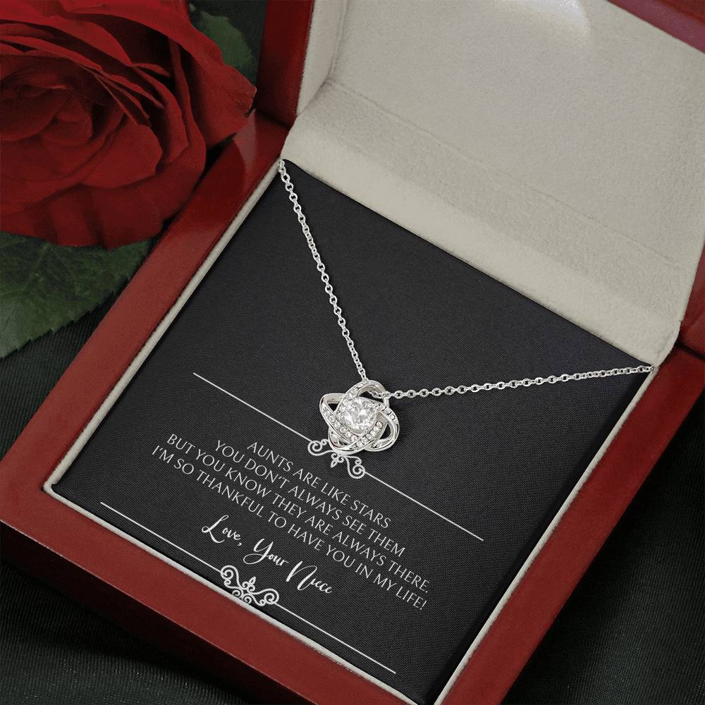 To My Aunt Gifts, Aunts Are Like Stars, Love Knot Necklace For Women, Birthday Present Idea From Niece