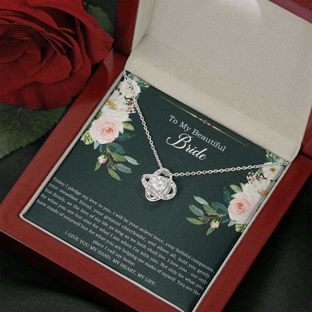To My Bride Gifts, Today I Pledge My Love To You, Love Knot Necklace For Women, Wedding Day Thank You Ideas From Groom