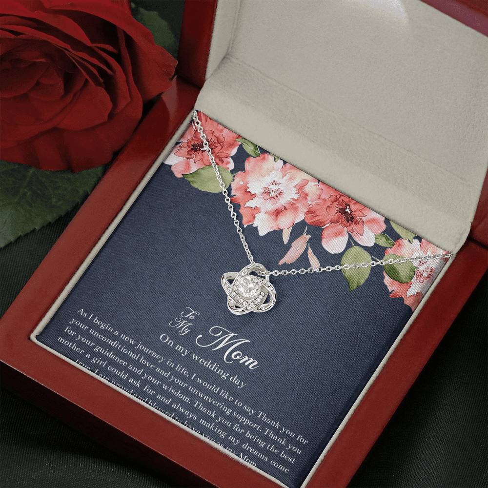 To My Mom of the Bride Gifts, I Am Proud To Have You, Love Knot Necklace For Women, Wedding Day Thank You Ideas From Bride