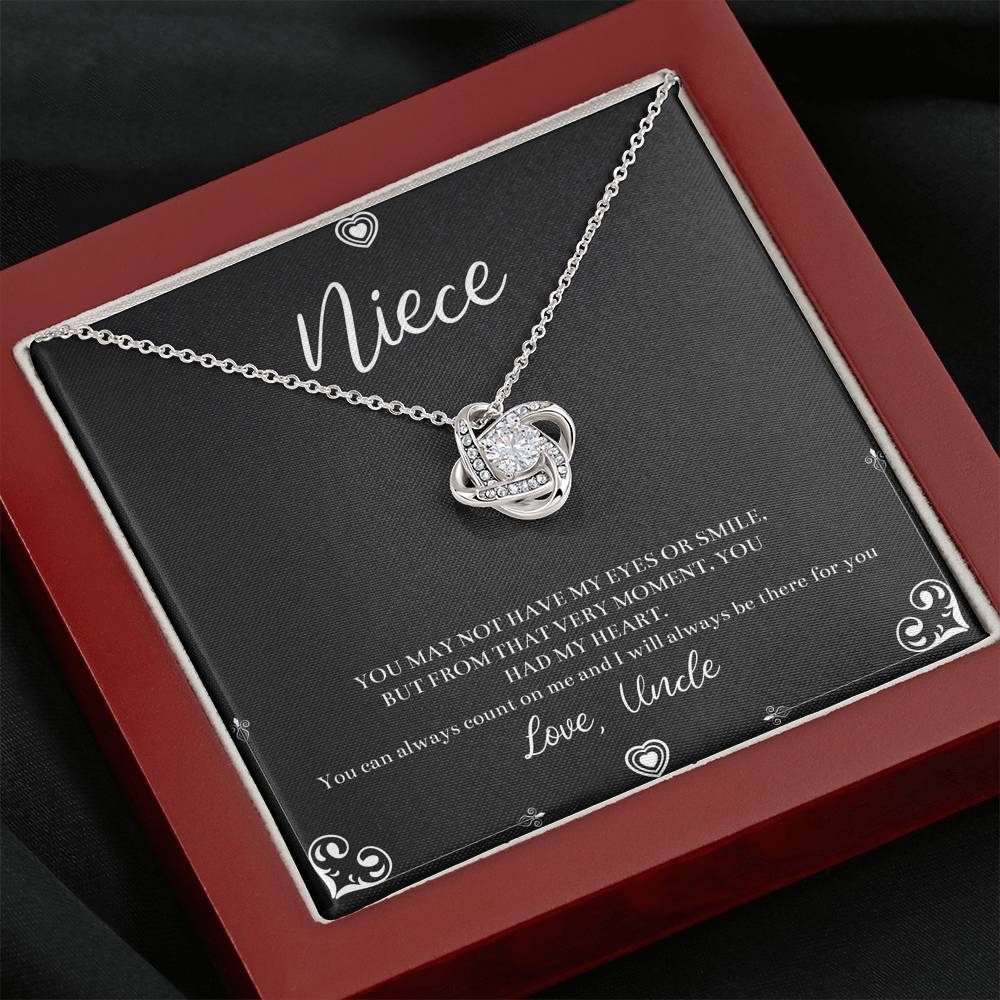 To My Niece  Gifts, You Can Always Count On Me, Love Knot Necklace For Women, Birthday Present Idea From Uncle