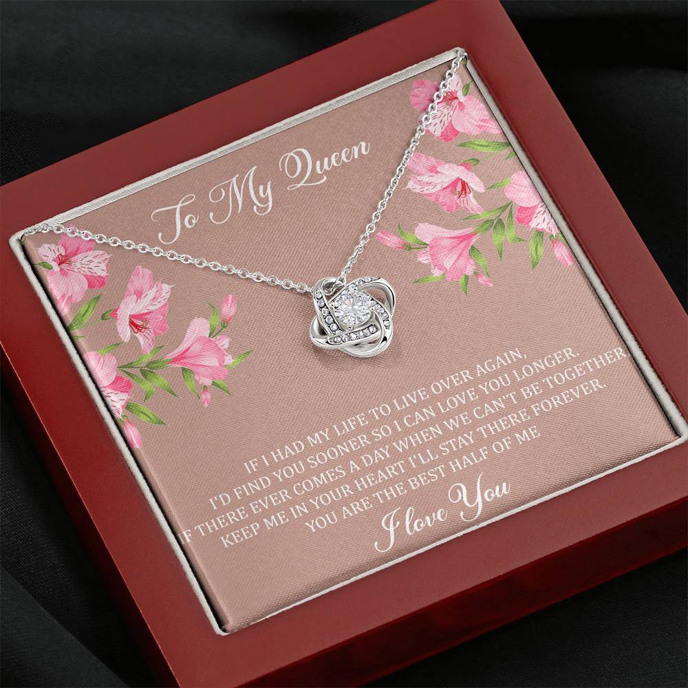 To My Wife, My Queen, Love Knot Necklace For Women, Anniversary Birthday Gifts From Husband