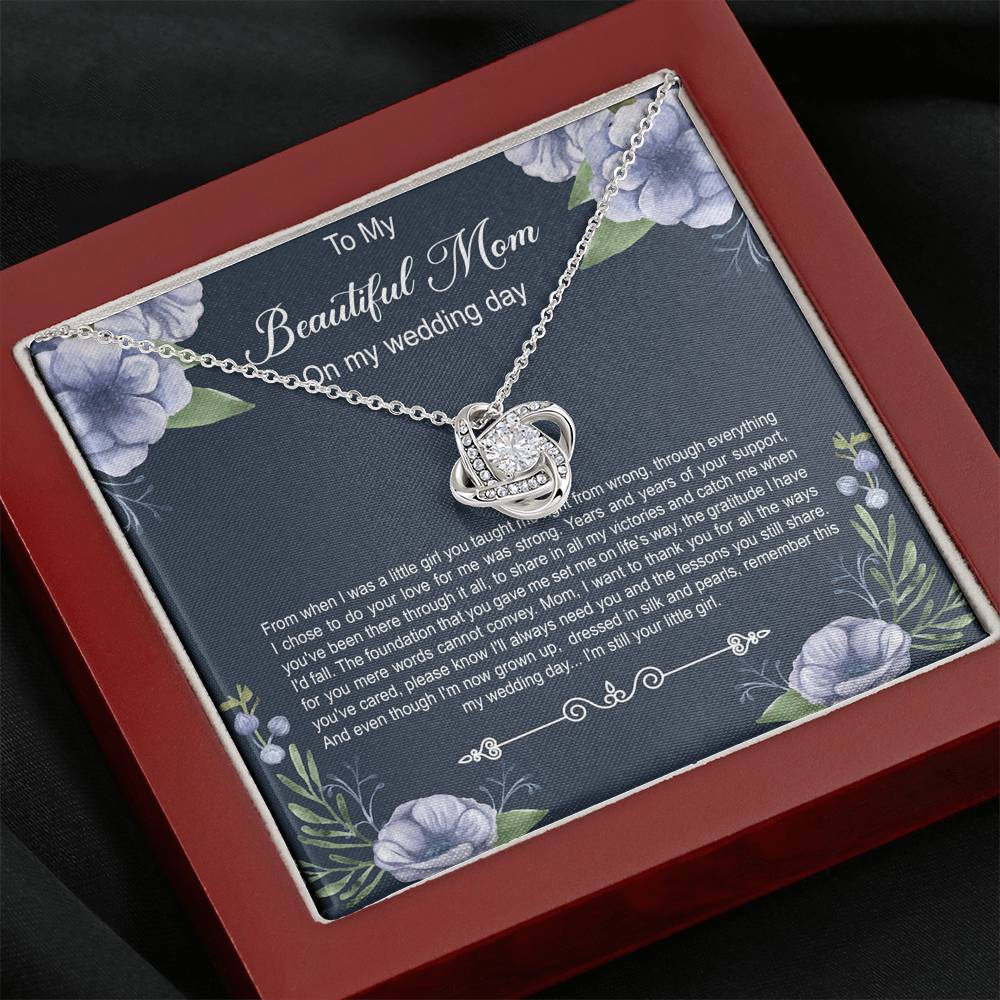 Mom of the Bride Gifts, You Thought Me Right From Wrong, Love Knot Necklace For Women, Wedding Day Thank You Ideas From Bride