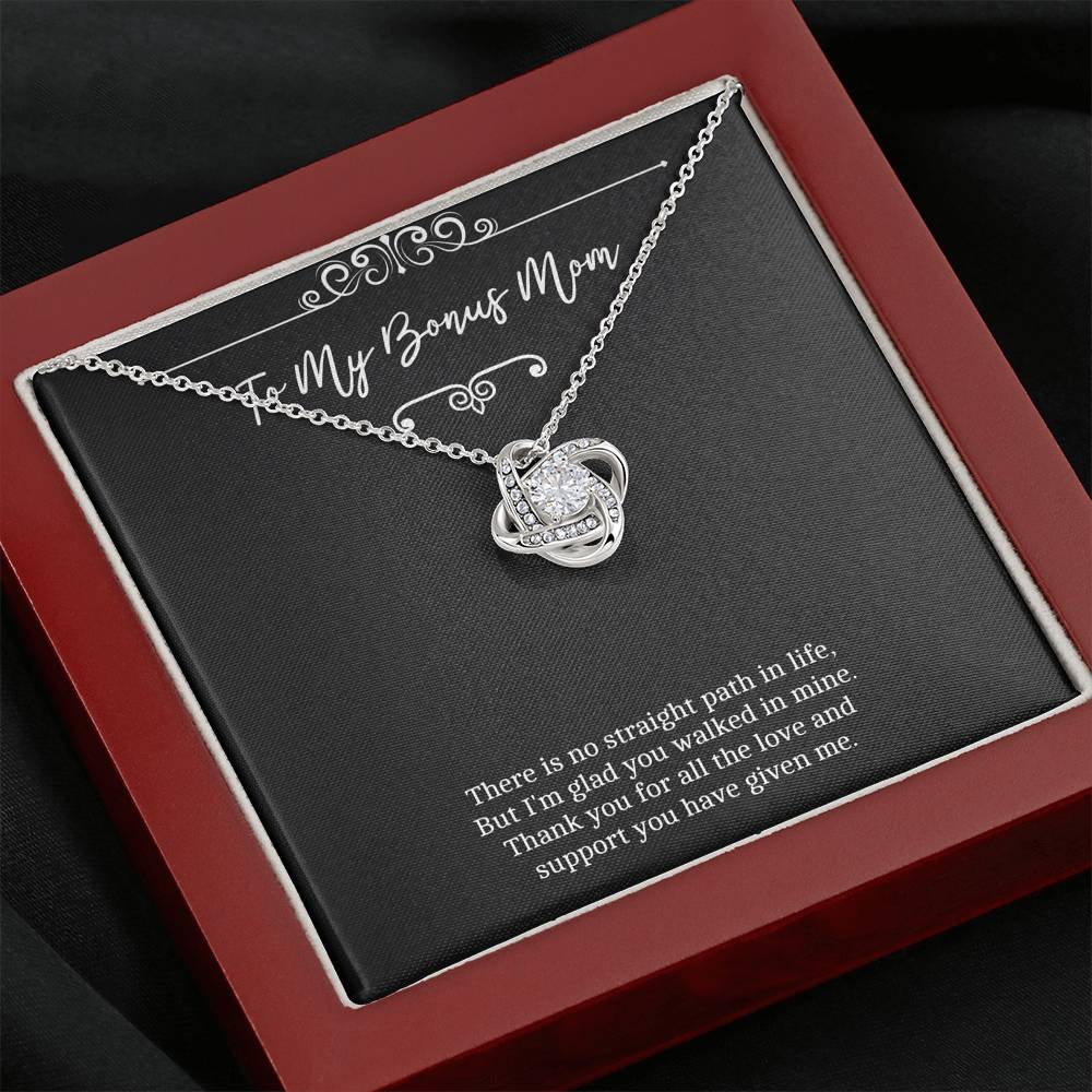 To My Bonus Mom Gifts, There Is No Straight Path In Life, Love Knot Necklace For Women, Wedding Day Thank You Ideas From Bride