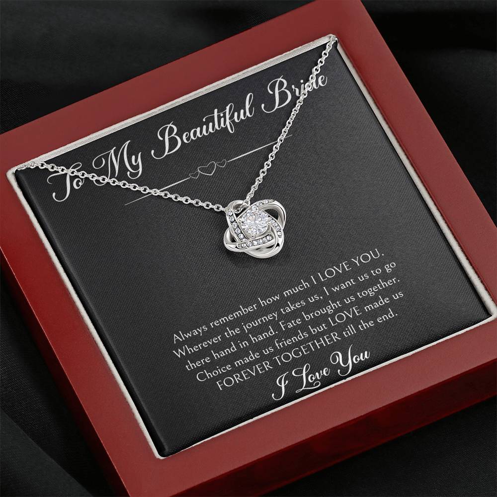 To My Bride Gifts, Forever Together Till The End, Love Knot Necklace For Women, Wedding Day Thank You Ideas From Groom
