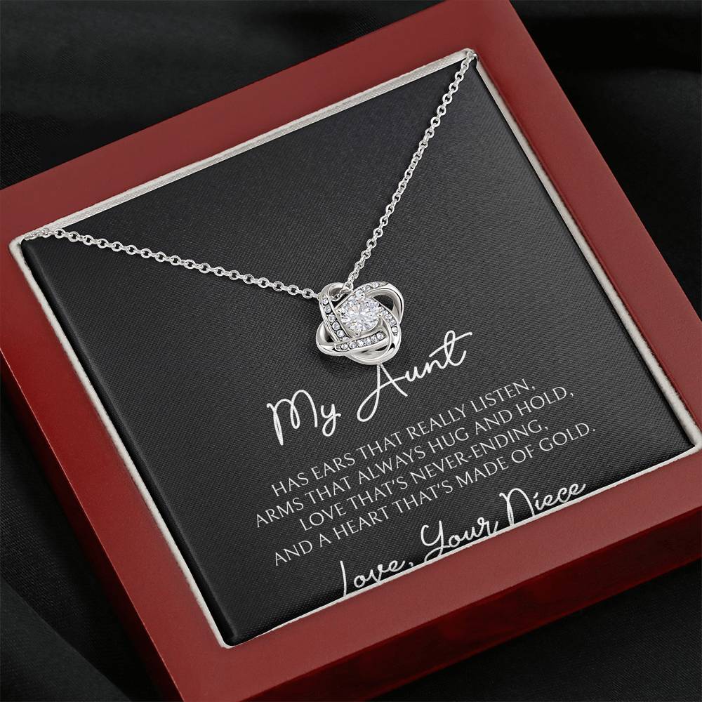 To My Aunt Gifts, Love That's Never Ending, Love Knot Necklace For Women, Birthday Present Idea From Niece