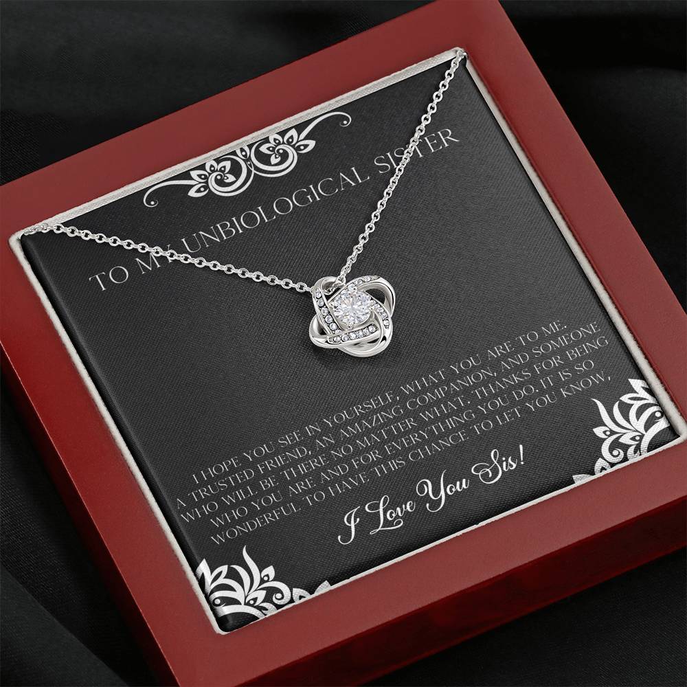 To My Unbiological Sister Gifts, I Hope You See in Yourself, Love Knot Necklace For Women, Birthday Present Idea From Sister-in-law