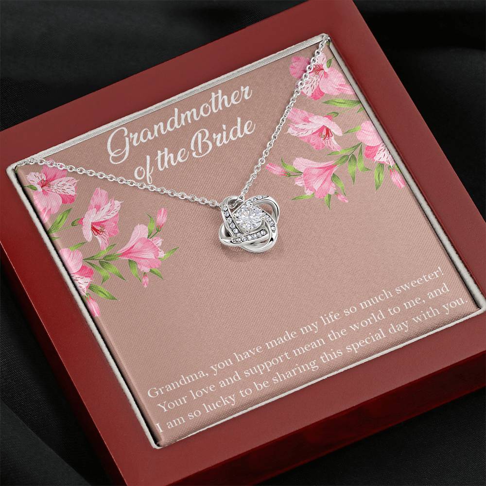 Grandmother of the Bride Gifts, You Made My Life Sweeter, Love Knot Necklace For Women, Wedding Day Thank You Ideas From Bride