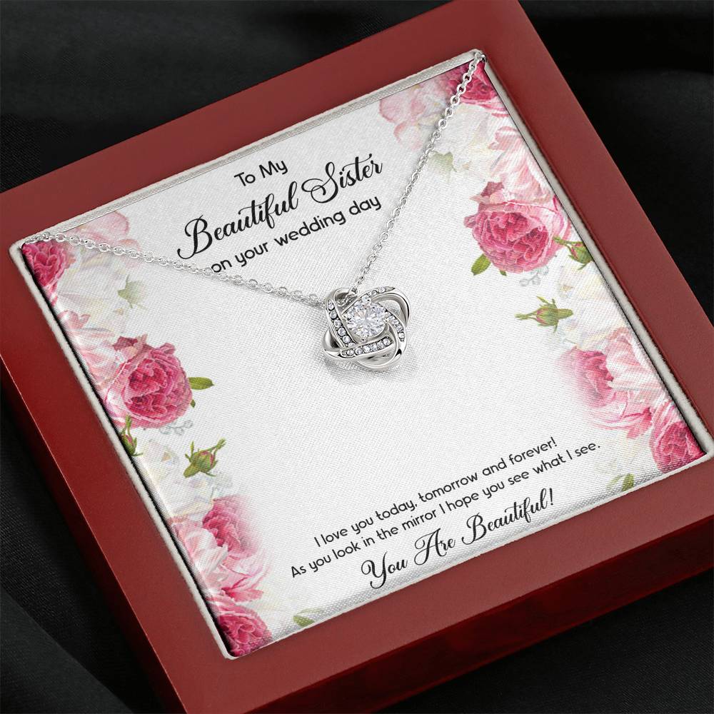 Bride Gifts, You Are Beautiful, Love Knot Necklace For Women, Wedding Day Thank You Ideas From Sister