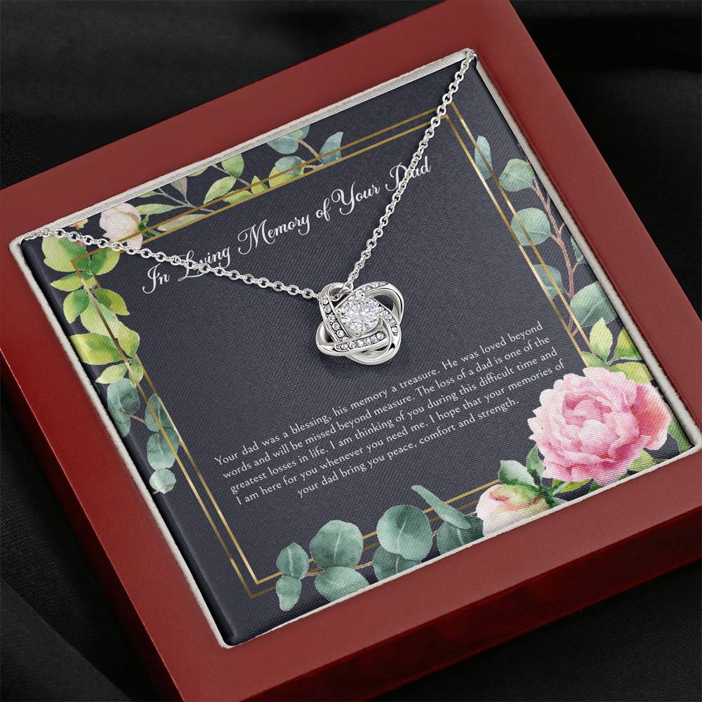 Loss of Dad Gifts, In Loving Memory, Sympathy Love Knot Necklace For Loss of Dad, Memorial Sorry For Your Loss Present