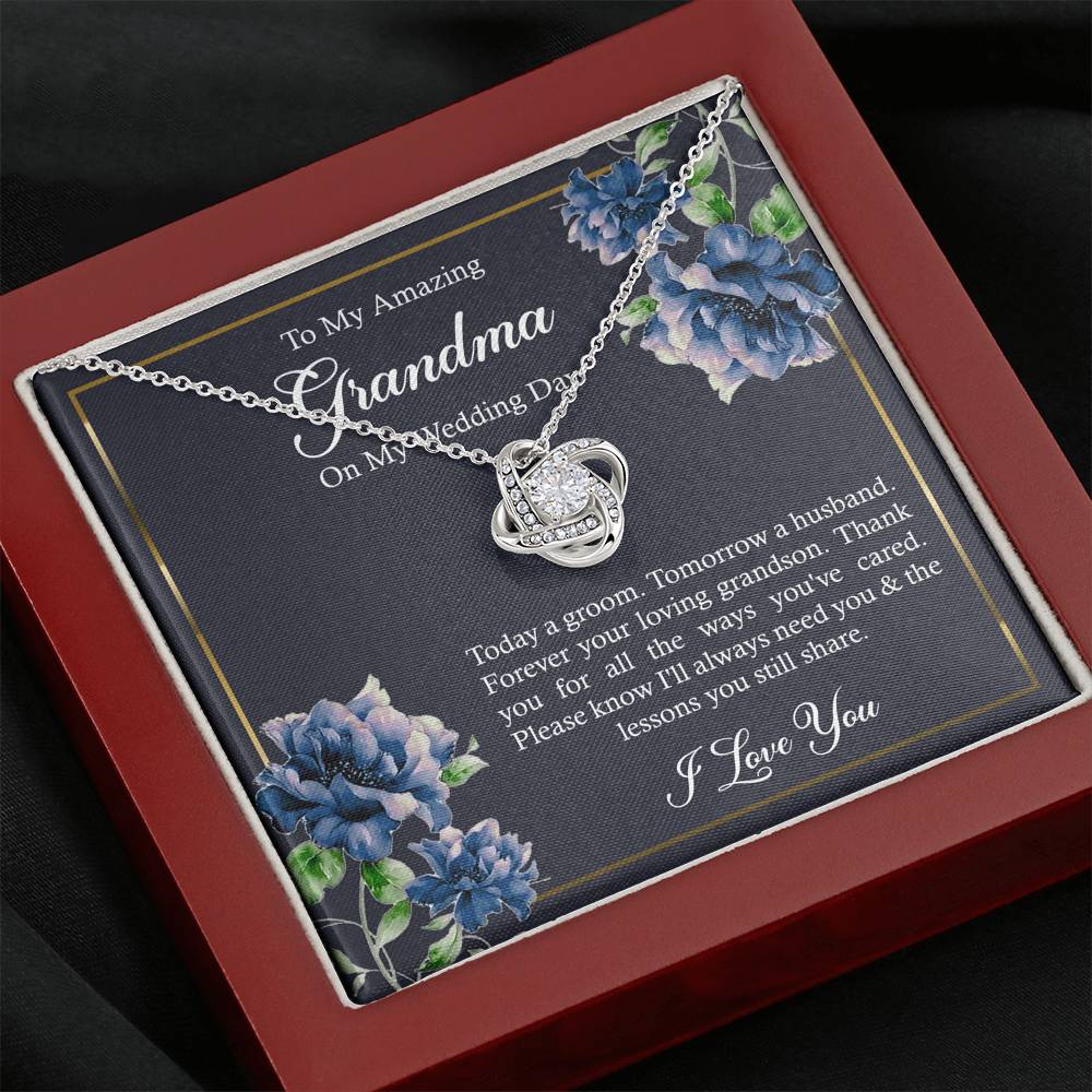 Grandmother of the Groom Gifts, Forever Your Grandson, Love Knot Necklace For Women, Wedding Day Thank You Ideas From Groom