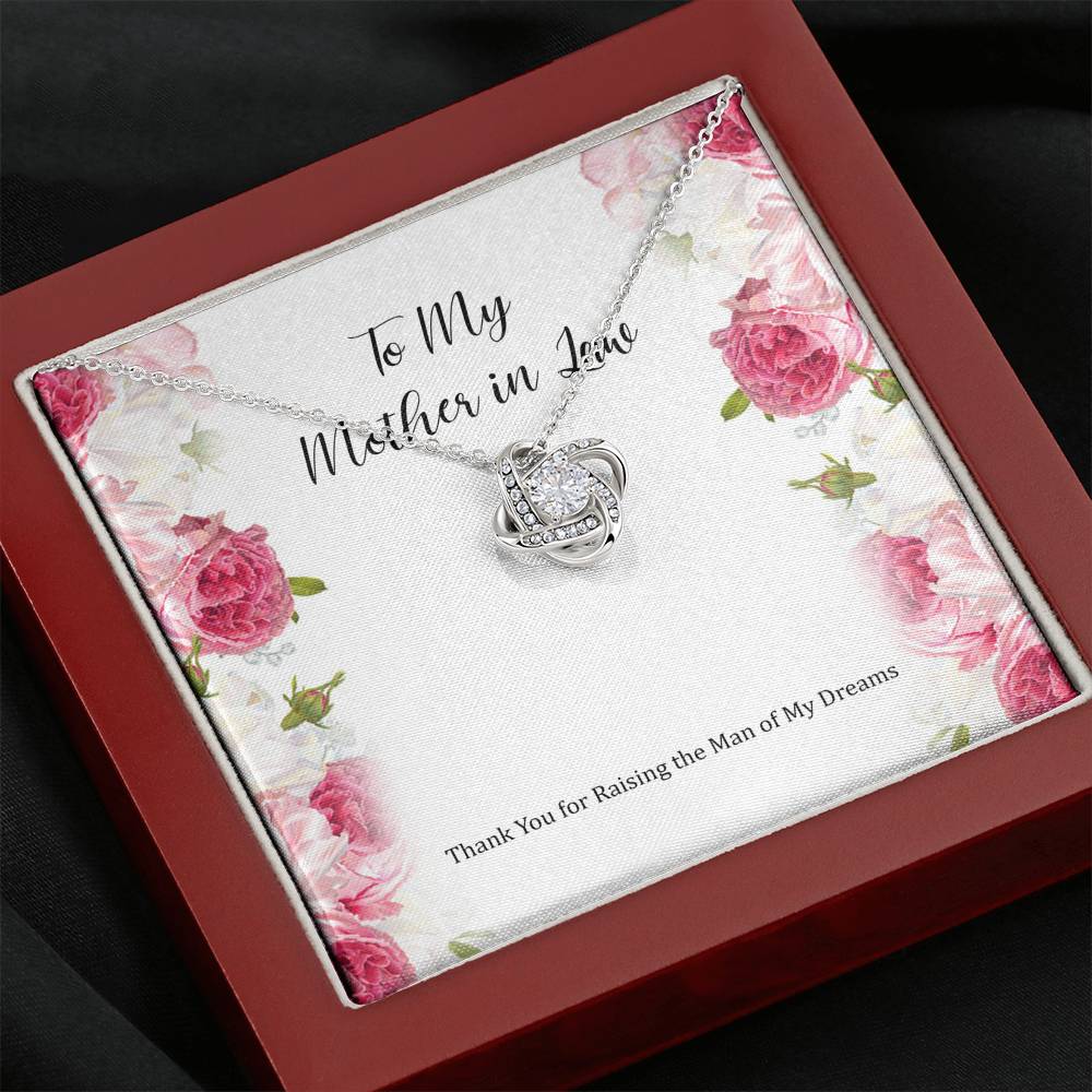To My Mother-in-Law Gifts, Raising The Man Of My Dreams, Love Knot Necklace For Women, Birthday Mothers Day Present From Daughter-in-law