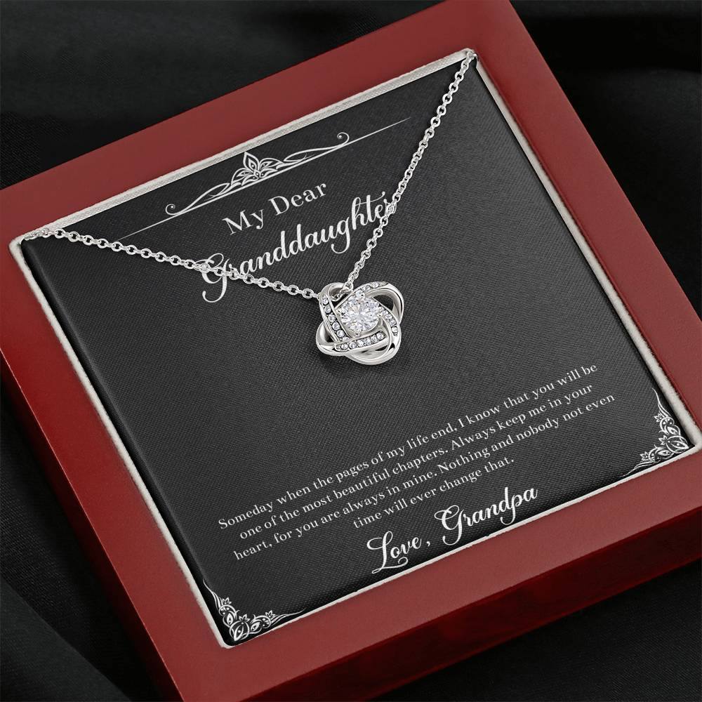 To My Granddaughter Gifts, One Of The Most Beautiful Chapters, Love Knot Necklace For Women, Birthday Present Idea From Grandpa