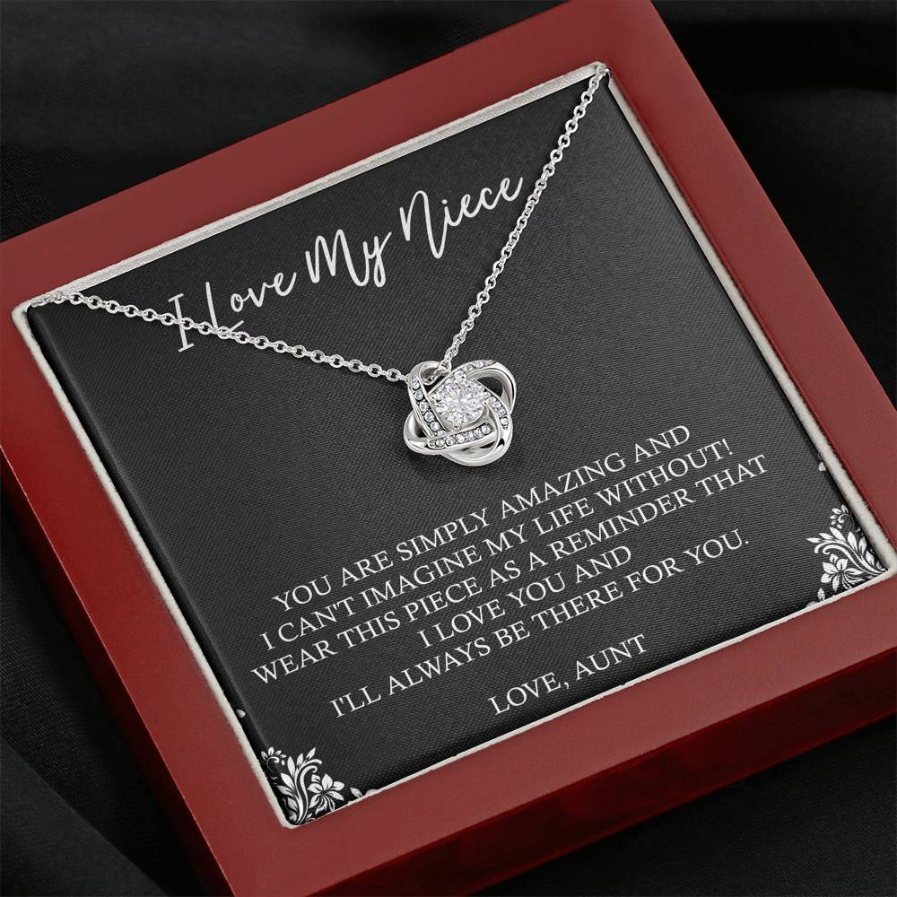 To My Niece  Gifts, You Are Simply Amazing, Love Knot Necklace For Women, Birthday Present Idea From Aunt
