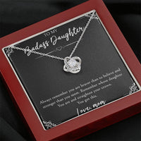 Load image into Gallery viewer, To My Badass Daughter Gifts, You Are Braver Than You Believe, Love Knot Necklace For Women, Birthday Present Idea From Mom
