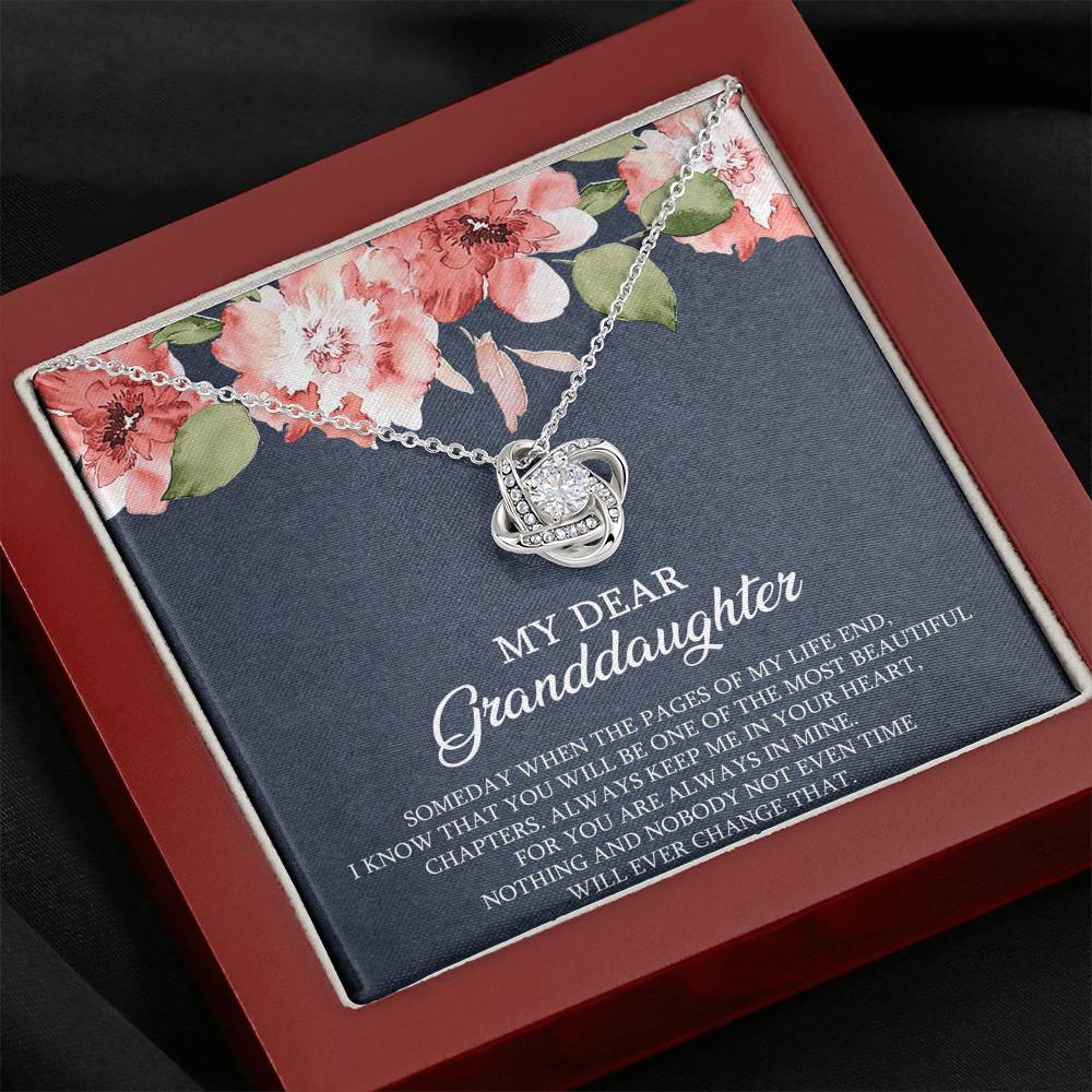 To My Granddaughter Gifts, Someday When The Pages Of My Life End, Love Knot Necklace For Women, Birthday Present Idea From Grandma Grandpa