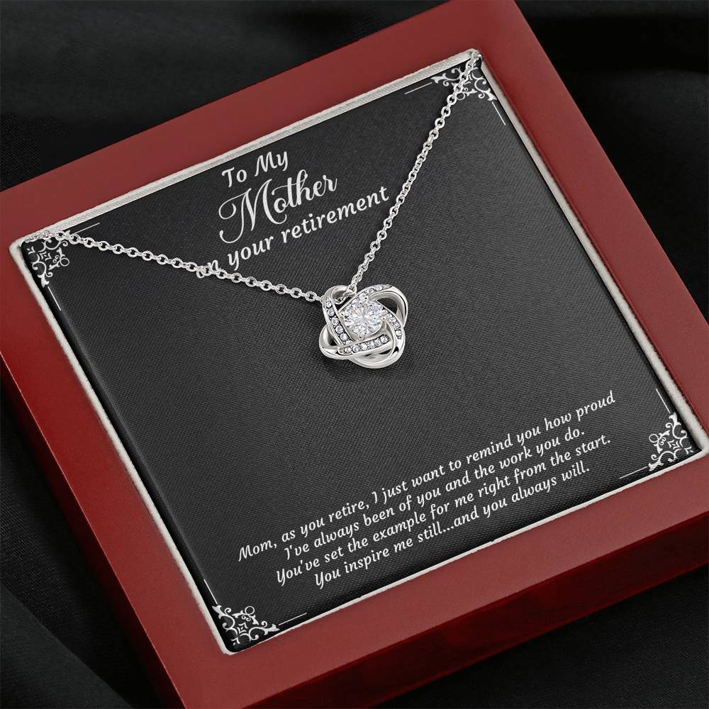 Mom Retirement Gifts, As You Retire, Happy Retirement Love Knot Necklace For Women, Retirement Party Favor From Daughter Son