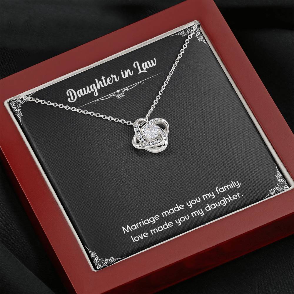 To My Daughter-in-law Gifts, Love Made You My Daughter, Love Knot Necklace For Women, Birthday Present Idea From Mother-in-law