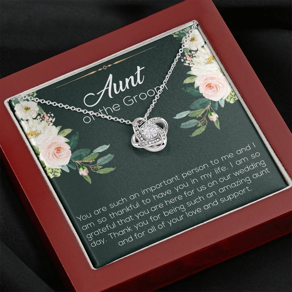 Aunt of the Groom Gifts, You're an Important Person To Me, Love Knot Necklace For Women, Wedding Day Thank You Ideas From Groom