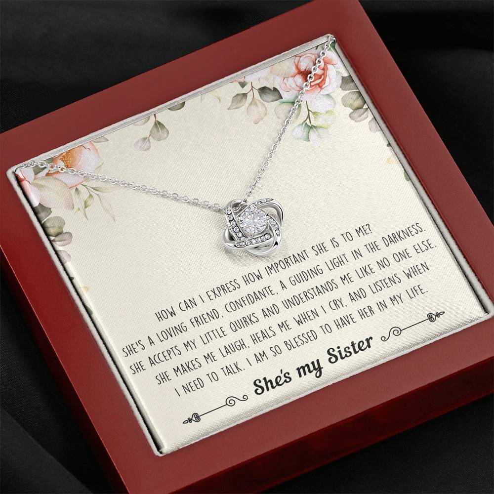 To My Sister Gifts, I Am Blessed To Have Her In My Life, Love Knot Necklace For Women, Birthday Present Ideas From Sister Brother