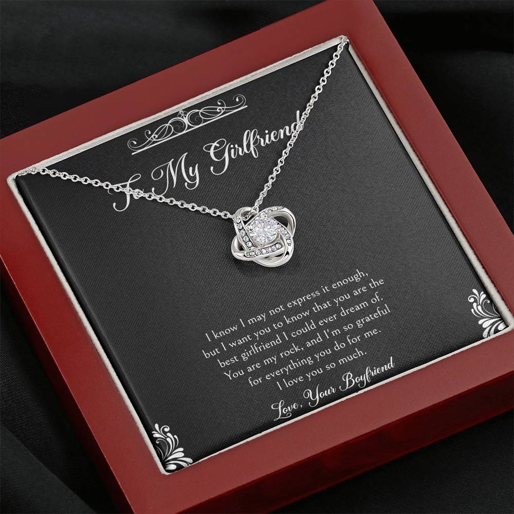 To My Girlfriend, You Are My Rock, Love Knot Necklace For Women, Anniversary Birthday Valentines Day Gifts From Boyfriend