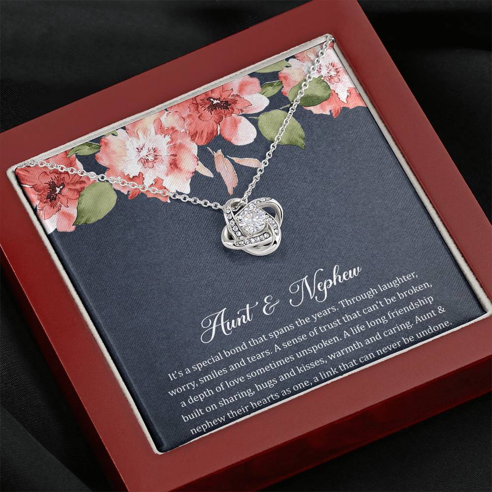 To My Aunt Gifts, Aunt and Nephew Bond, Love Knot Necklace For Women, Aunt Birthday Present From Nephew