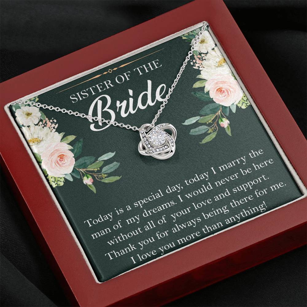 Sister of the Bride Gifts, Thank You for Being There, Love Knot Necklace For Women, Wedding Day Thank You Ideas From Bride