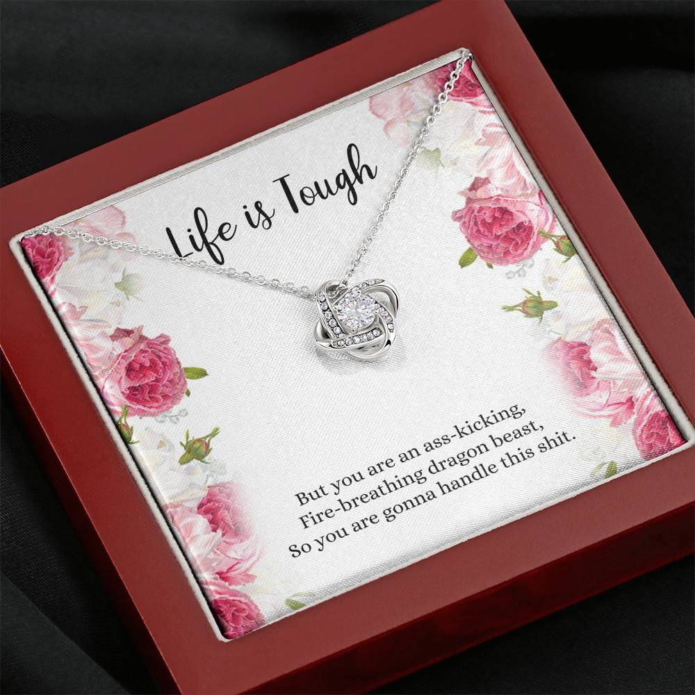 Encouragement Gifts, Life Is Tough, Motivational Love Knot Necklace For Women, Sympathy Inspiration Friendship Present