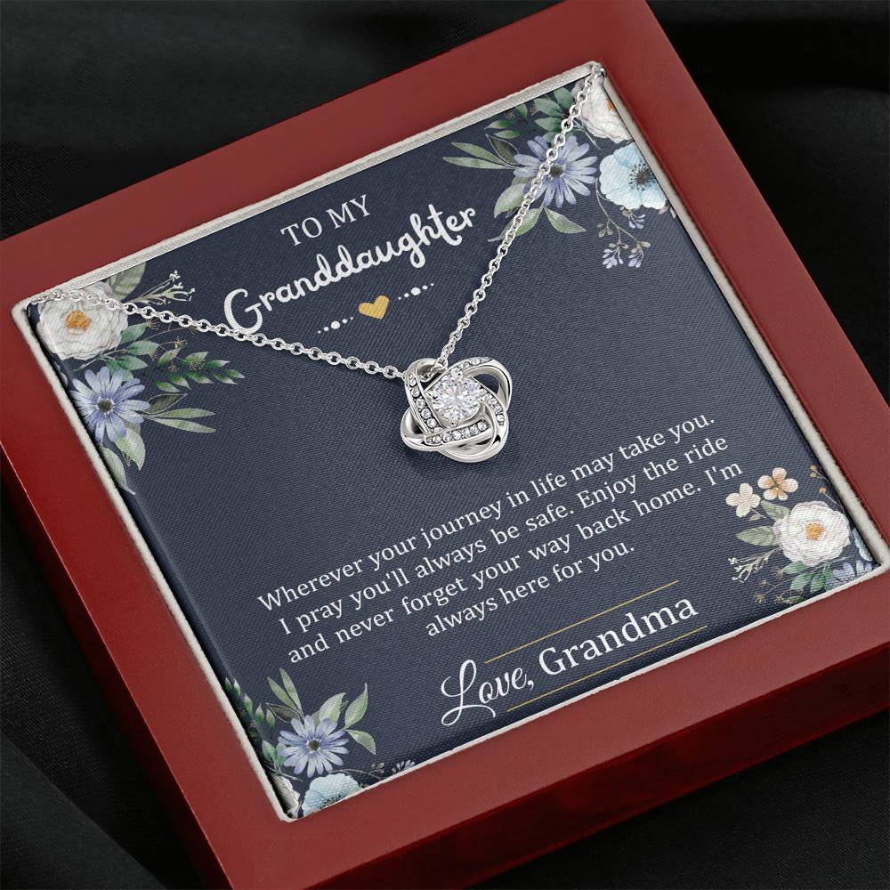 To My Granddaughter Gifts, I'm Always Here For You, Love Knot Necklace For Women, Birthday Present Idea From Grandma