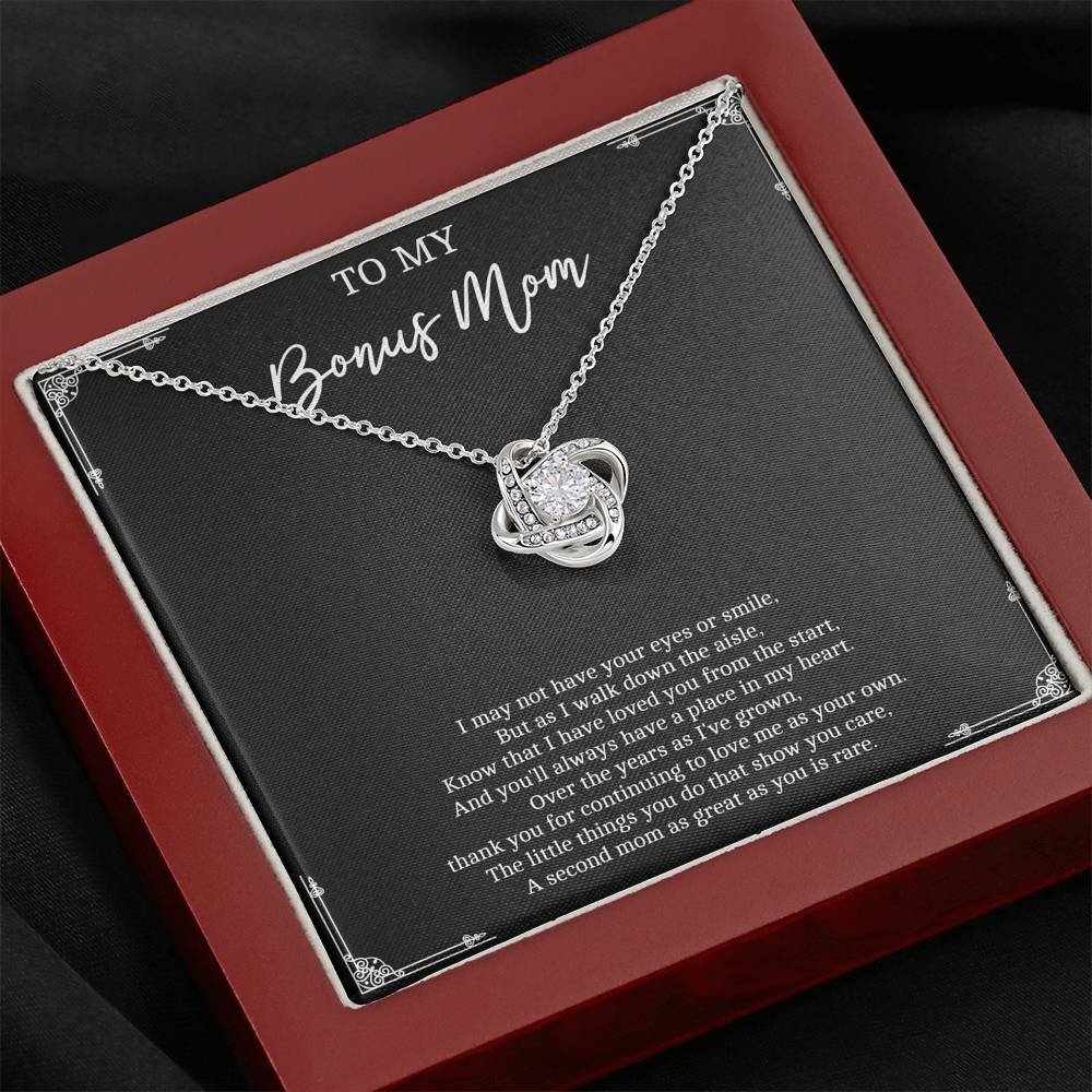 To My Bonus Mom Gifts, I May Not Have Your Eyes, Love Knot Necklace For Women, Wedding Day Thank You Ideas From Bride