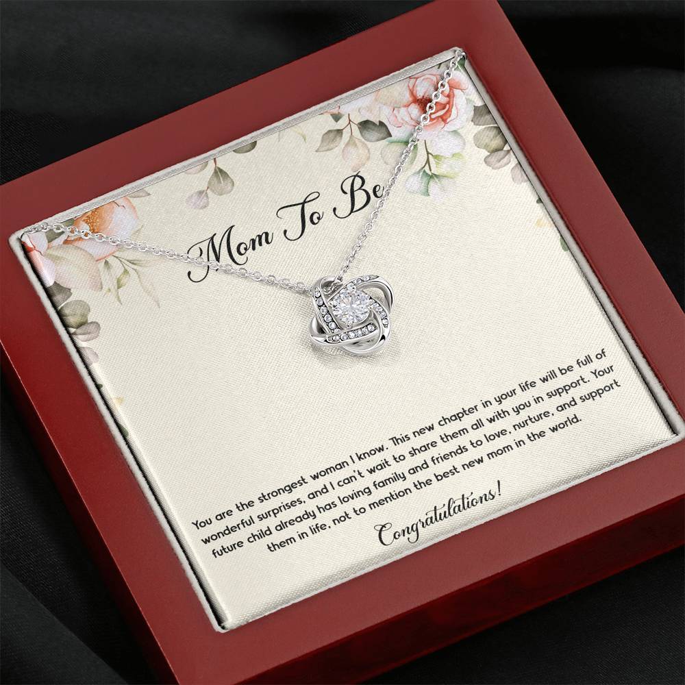 Gift for Expecting Mom, You Are The Strongest Woman I Know, Mom to Be Love Knot Necklace For Women, Pregnancy Gift For New Mother