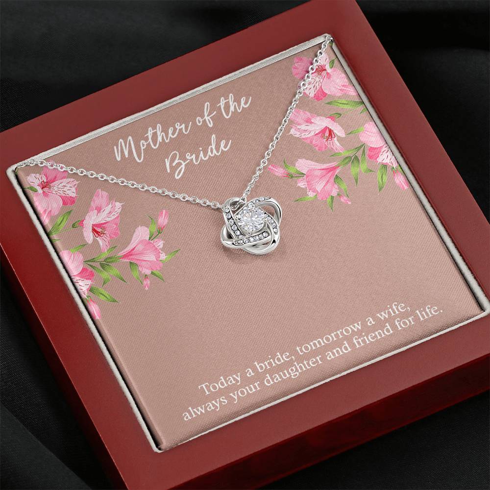 To My Mom of the Bride Gifts, Always Your Daughter, Love Knot Necklace For Women, Wedding Day Thank You Ideas From Bride