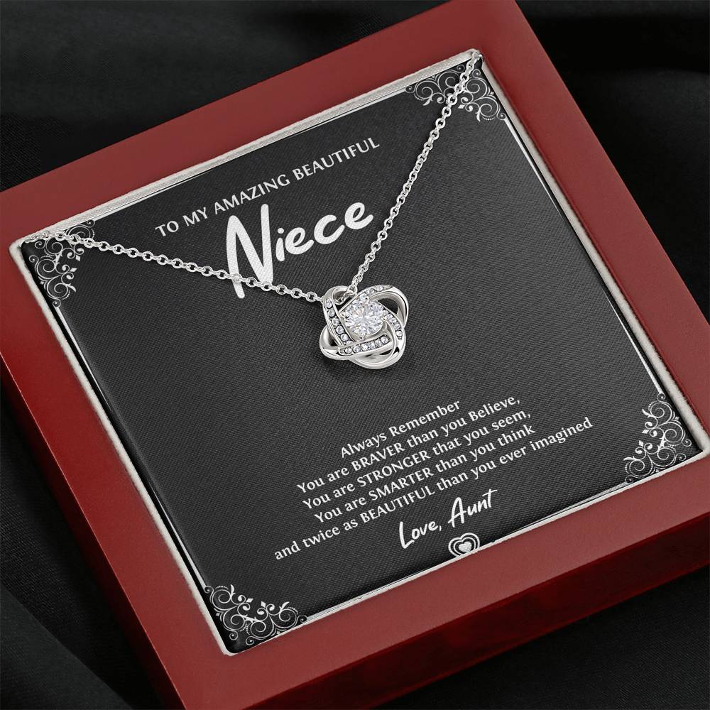 To My Niece  Gifts, Always Remember, Love Knot Necklace For Women, Birthday Present Idea From Aunt
