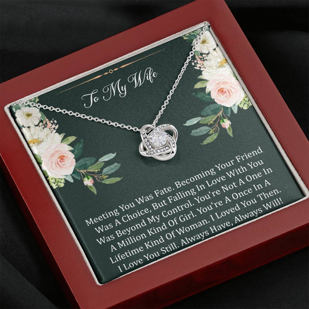 To My Wife Gifts, Meeting You Was Fate, Love Knot Necklace For Women, Birthday Present Idea From Husband