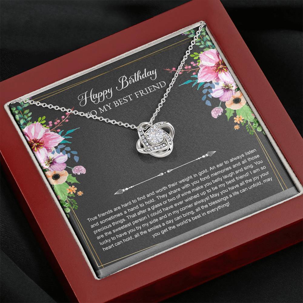 Birthday Gifts For Women, Lucky To Have You, Love Knot Necklace, Happy Birthday Message Card Jewelry For Best Friend