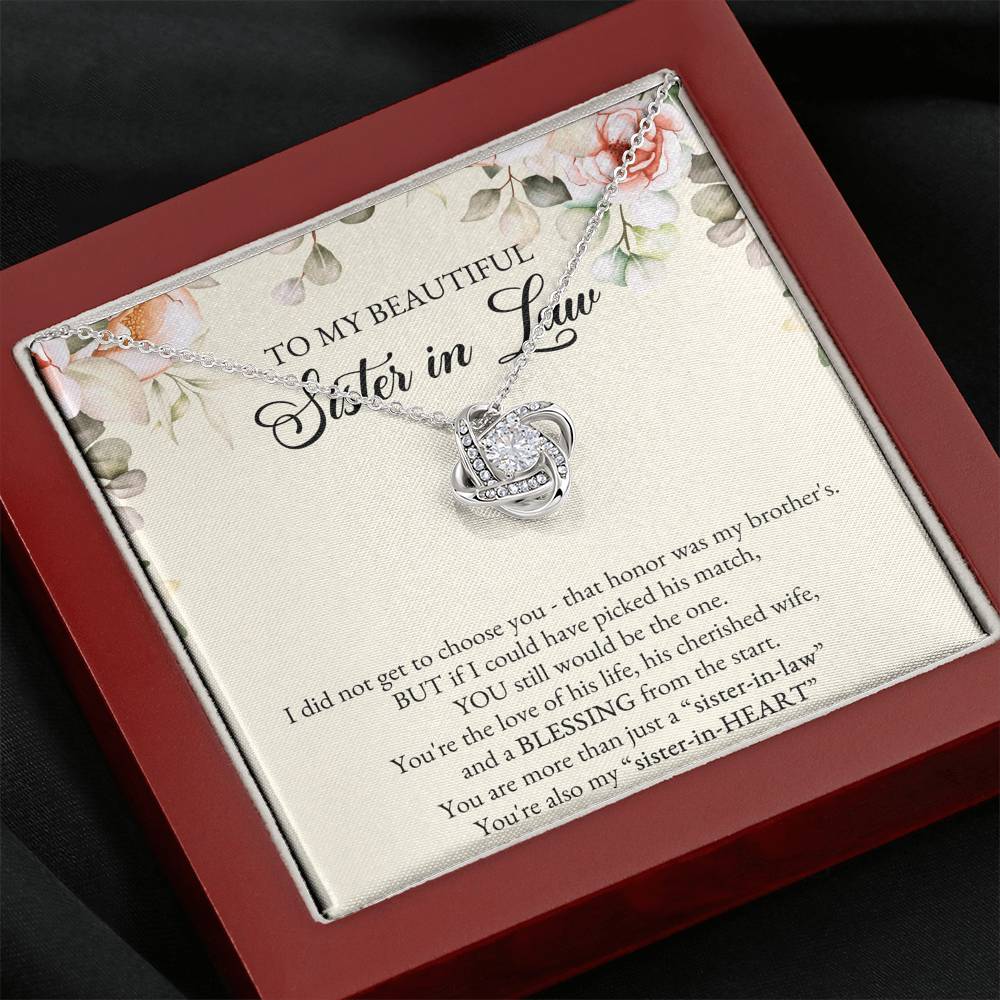 To My Sister-in-law Gifts, I Did Not Choose You, Love Knot Necklace For Women, Birthday Present Idea From Sister