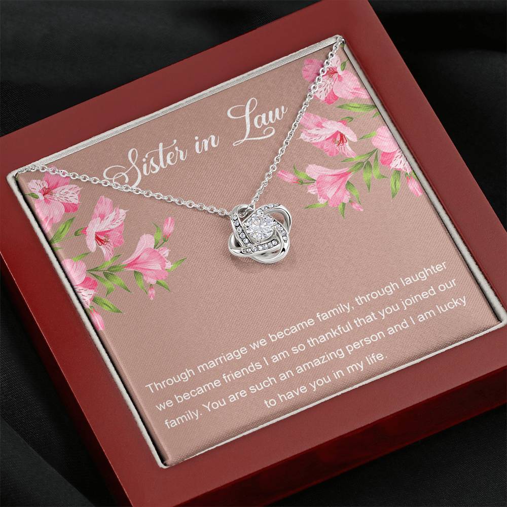 To My Sister-in-law Gifts, Through Marriage, Love Knot Necklace For Women, Birthday Present Idea From Sister
