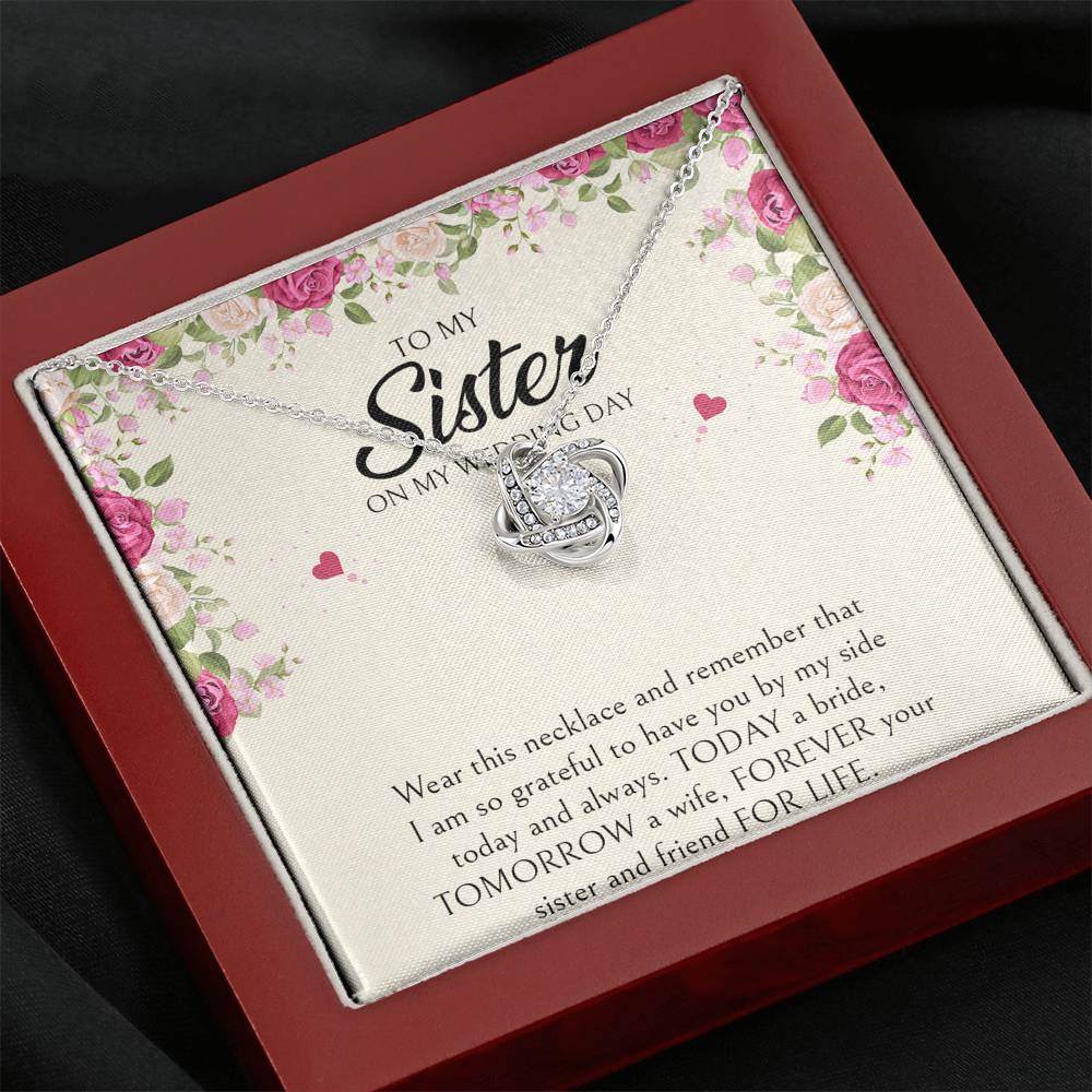 Sister of the Bride Gifts, I Am So Grateful To Have You, Love Knot Necklace For Women, Wedding Day Thank You Ideas From Bride