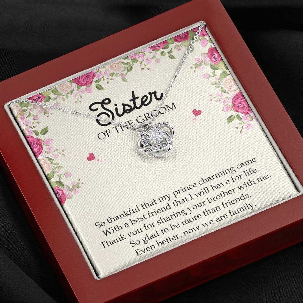 Sister Of The Groom Gifts, So Glad To Be More Than Friends, Love Knot Necklace For Women, Wedding Day Thank You Ideas From Bride
