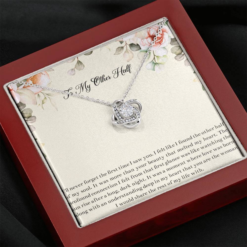 To My Wife, My Other Half, Love Knot Necklace For Women, Anniversary Birthday Gifts From Husband