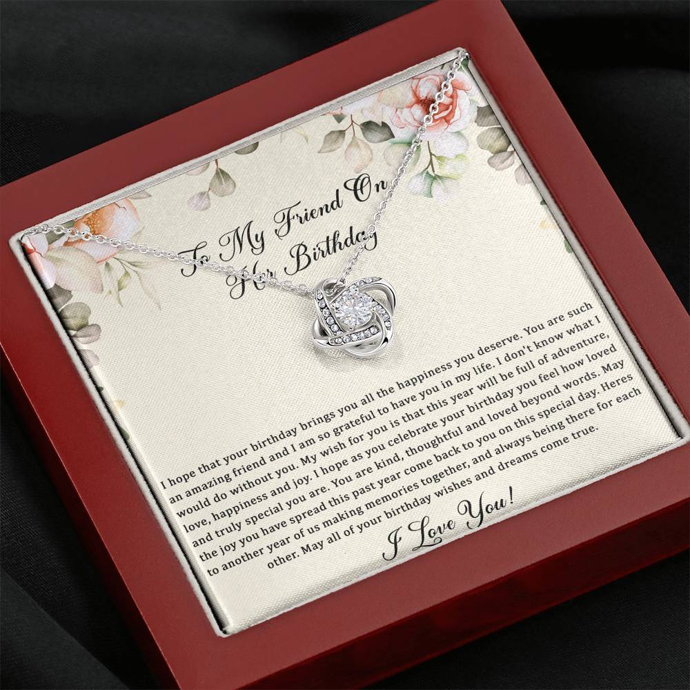 Birthday Gifts For Women, May Your Wishes Come True, Love Knot Necklace, Happy Birthday Message Card Jewelry For Friend