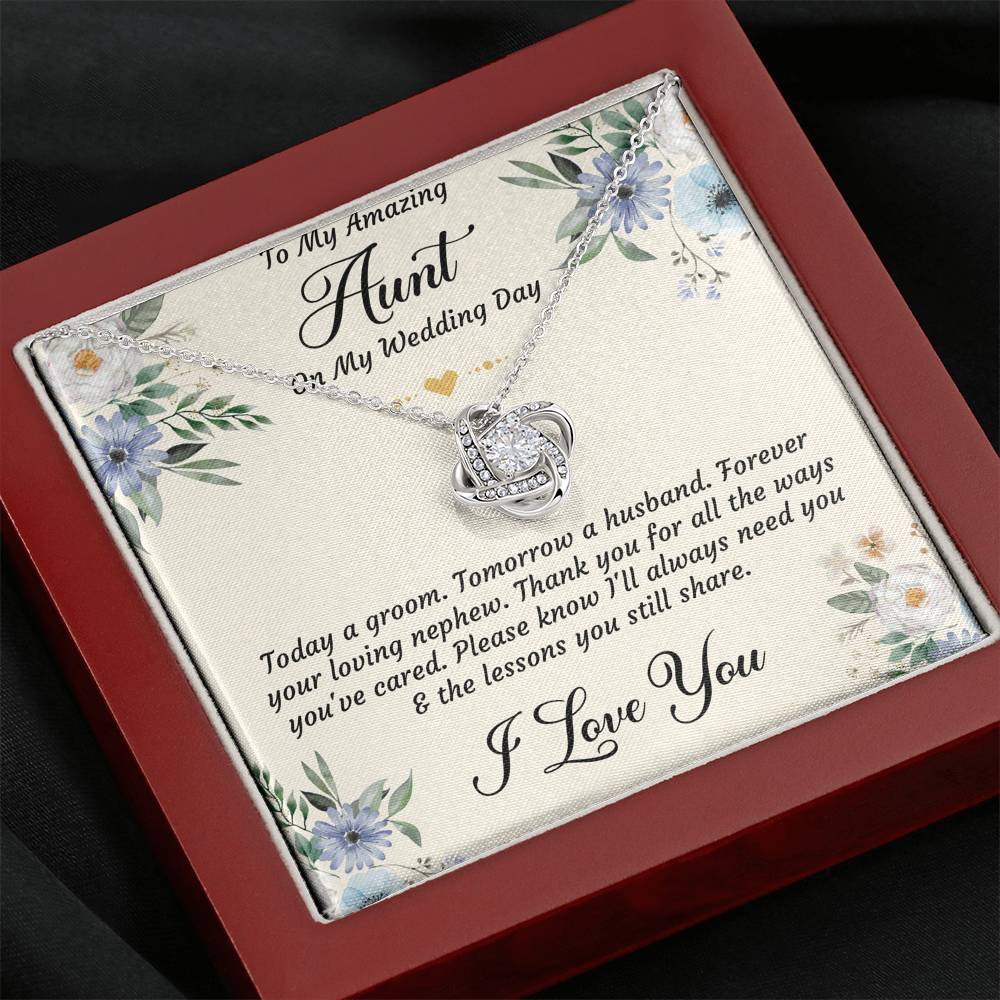 Aunt of the Groom Gifts, Forever Your Nephew, Love Knot Necklace For Women, Wedding Day Thank You Ideas From Groom