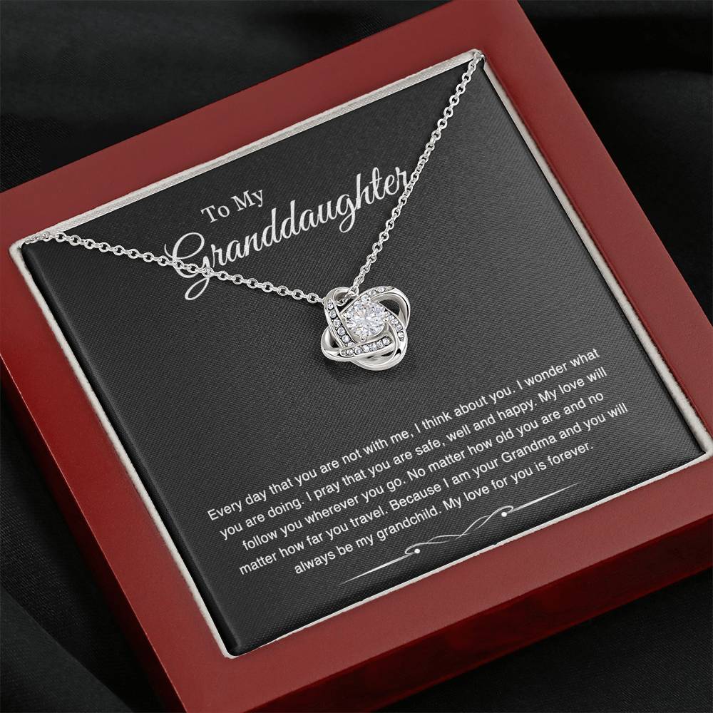 Gifts For Granddaughters, Every Day That You Are Not With Me, Love Knot Necklace For Women, Birthday Jewelry From Grandmother Grandfather