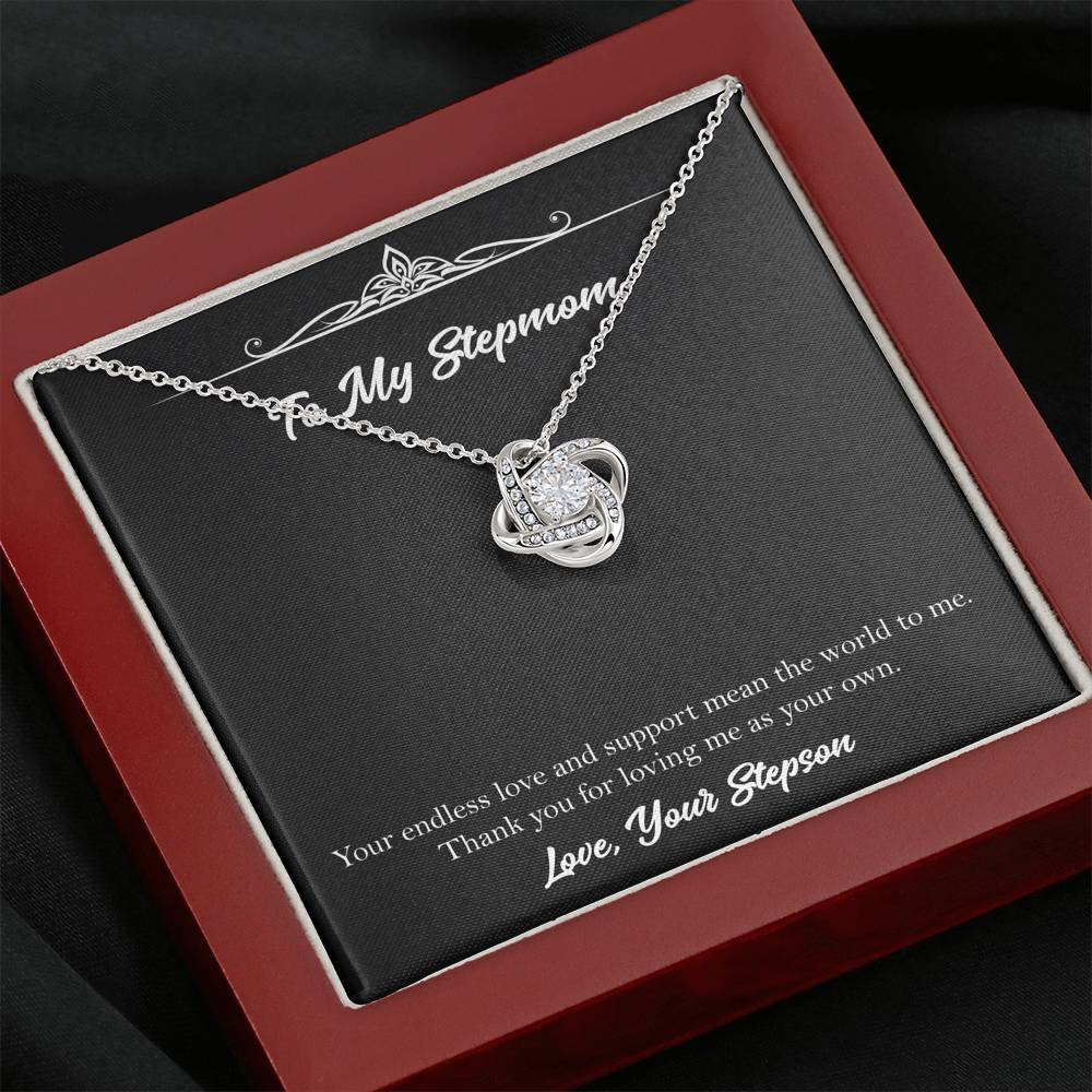 To My Stepmom Gifts, Your Endless Love And Support, Love Knot Necklace For Women, Birthday Mothers Day Present From Stepson